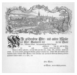 Kopf eines Gessellenbriefes: Ansicht von Biel, von Osten (Kopie nach Herrliberger) by Müller Johann Conrad