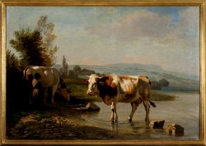 Kühe am Seeufer by Lugardon Albert